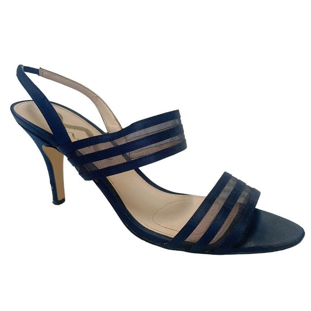 Nina blue mesh sling back open toe pumps heels size 10